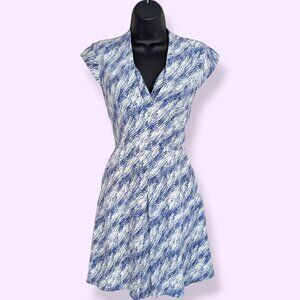 Reiss Silk Blue & White Flowy Dress